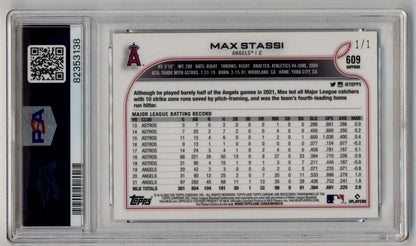 Max Stassi 2022 Topps Chrome Sapphire Superfractor 1/1 PSA 10 Gem Mint