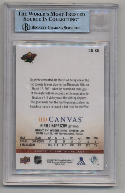 Kirill Kaprizov 2020-21 UD Clear Cut Canvas Kirill Kaprizov BGS Authentication 9175
