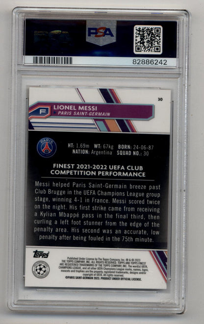 Lionel Messi 2022-23 Finest Flashback Gold 30/50 PSA 10 Gem Mint