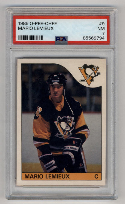 Mario Lemieux 1985-86 O-Pee-Chee #9 PSA 7 Near Mint 9794