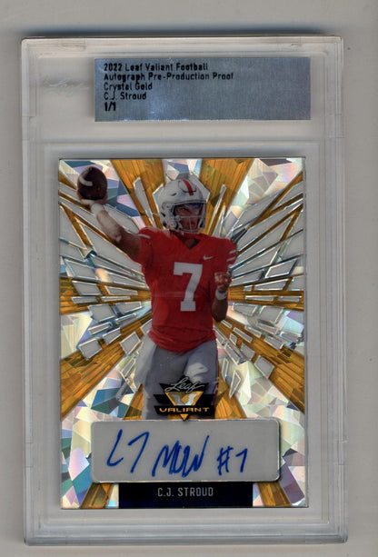 CJ Stroud 2022 Leaf Valiant Auto Pre-Production Proof Crystal Gold 1/1