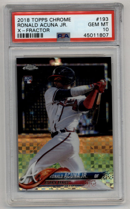 Ronald Acuna Jr 2018 Topps Chrome X-Fractor PSA 10 Gem Mint 1807