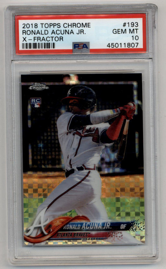 Ronald Acuna Jr 2018 Topps Chrome X-Fractor PSA 10 Gem Mint 1807