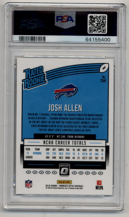 Josh Allen 2018 Donruss Optic #154 PSA 10 Gem Mint 5400