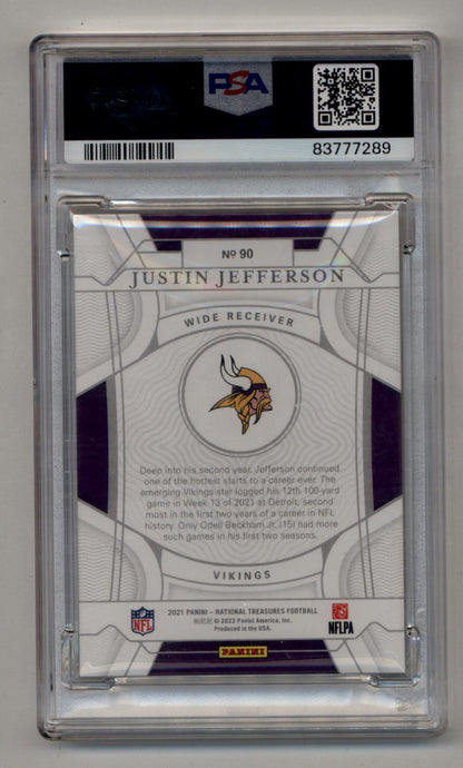 Justin Jefferson 2021 National Treasures Holo Silver #90 20/25 PSA 10 Gem Mint