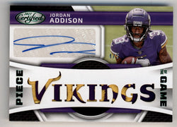 Jordan Addison 2023 Certified Piece of the Game Relic Auto 4/5