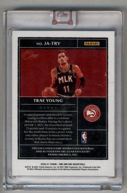 2020-21 Panini One and One Trae Young Relic Auto 42/49