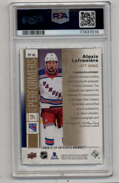 Alexis Lafreniere 2020-21 SP Authentic Top Performers Auto PSA 9 Mint