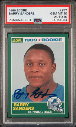 Barry Sanders 1989 Score #257 PSA 10 Auto 10