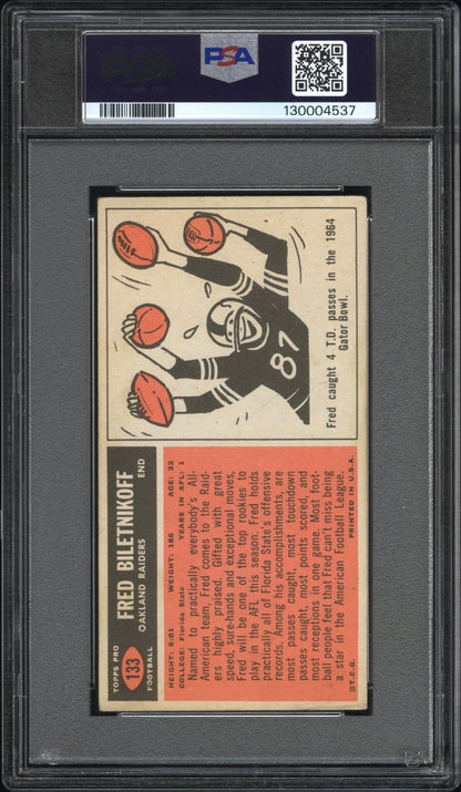 Fred Biletnikoff 1965 Topps Rookie #133 PSA 3 Very Good