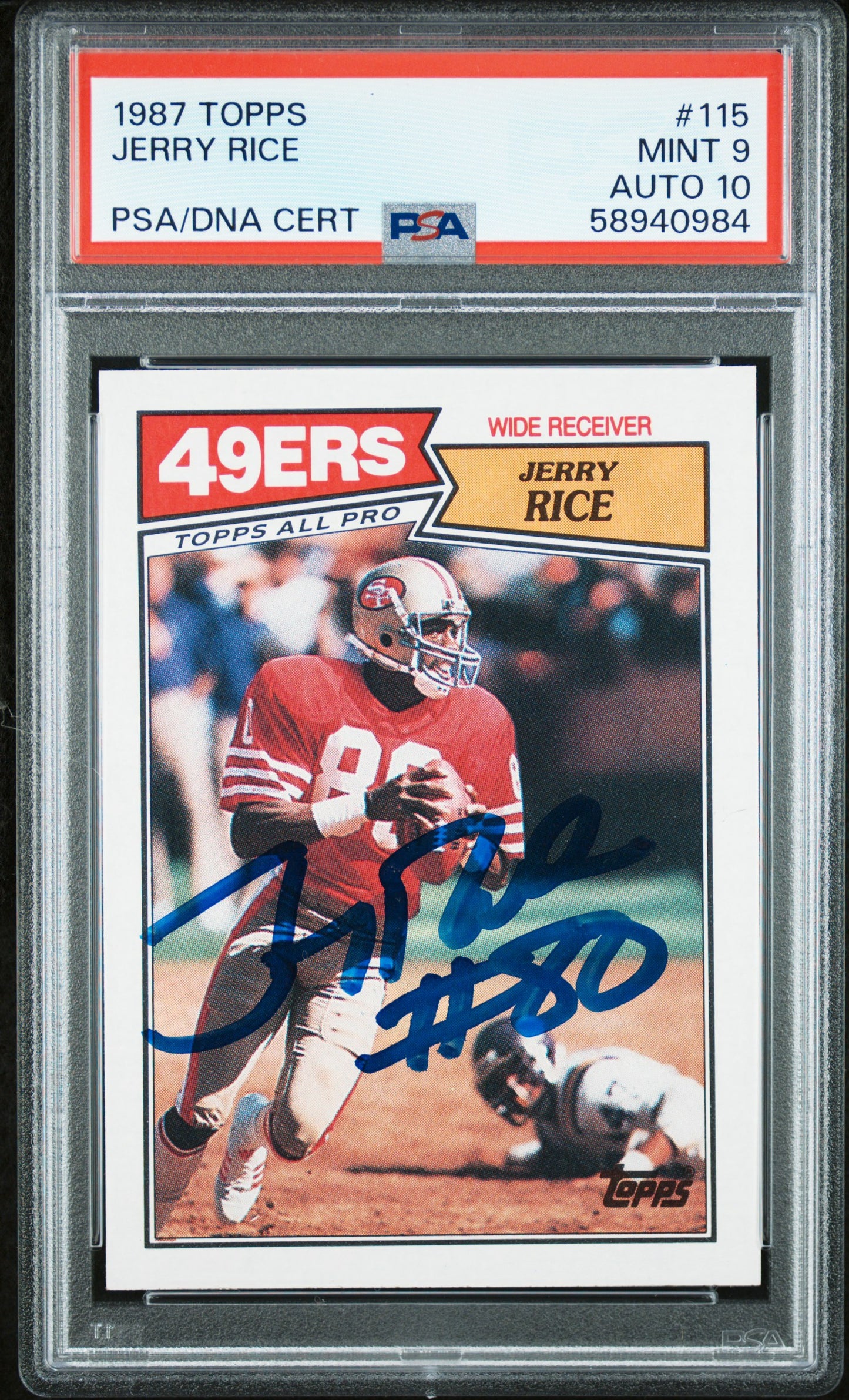 Jerry Rice 1987 Topps #115 PSA 9 Auto 10