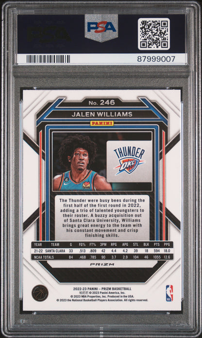 Jalen Williams 2022 Panini Prizm #246 Fast Break PSA 10 Gem Mint