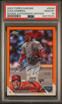 Ivan Herrera 2023 Topps Chrome Rookie Autograph Orange Auto #15/25 PSA 10 Gem Mint