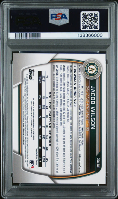 Jacob Wilson 2023 Bowman Chrome Draft Auto PSA 10 Auto 10 6000