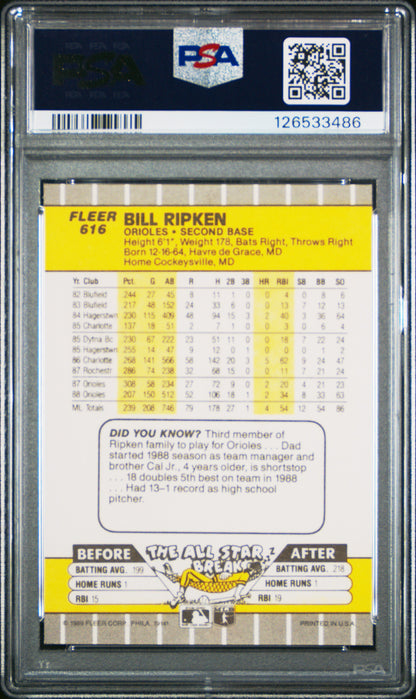 Bill Ripken 1989 Fleer #616 FF Error PSA 8 Nm-Mint 3486