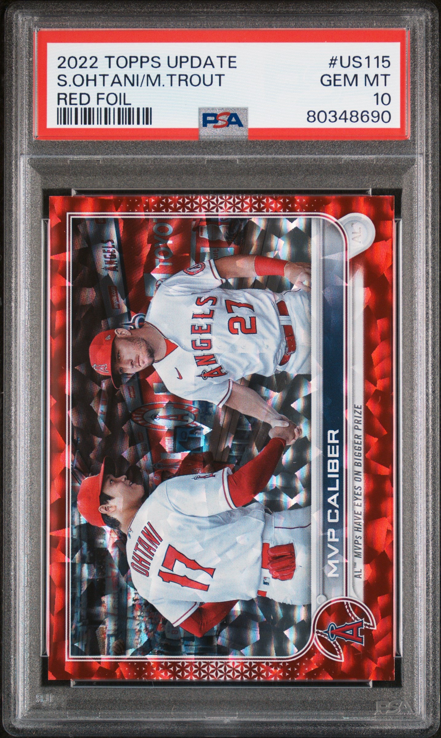 Shohei Ohtani/Mike Trout 2022 Topps Update Red Foil #168/199 PSA 10 Gem Mint
