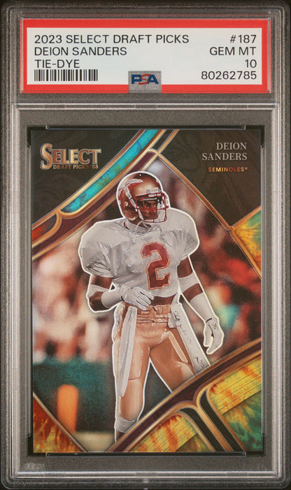 Deion Sanders 2023 Panini Select Draft Picks Tie-Dye #15/25 PSA 10 Gem Mint