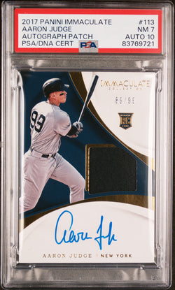 Aaron Judge 2017 Panini Immaculate Rookie Patch Auto #89/99 PSA 7 Auto 10