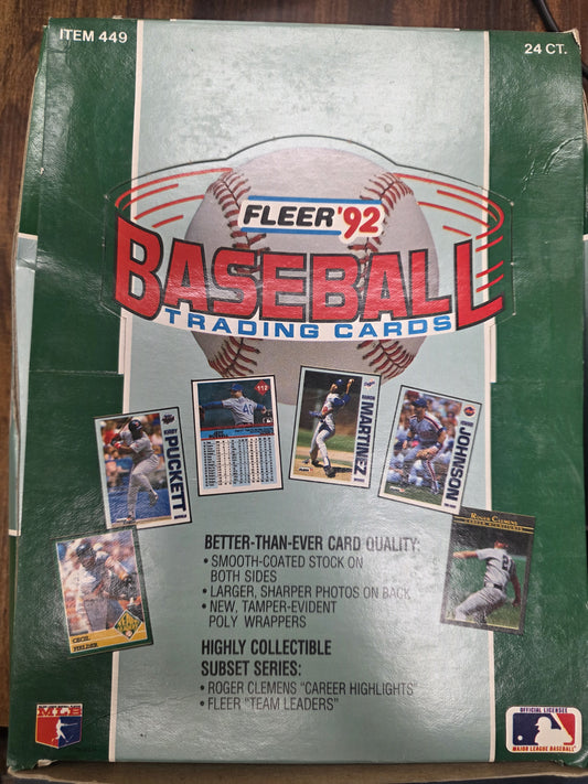 1992 Fleer Baseball Unopened Rack Box
