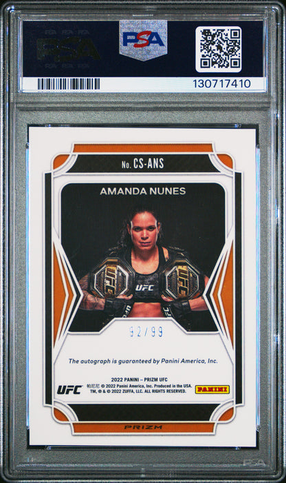 Amanada Nunes 2022 Panini Prizm UFC Red Prizm Champion Signatures PSA 9 Mint