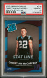 Christian McCaffrey 2017 Panini Donruss Rookie Season Stat Line #55/63 PSA 10 Gem Mint