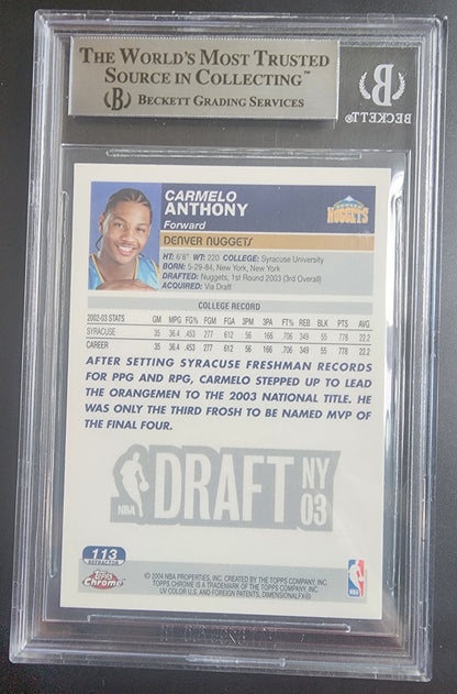 Carmelo Anthony 2003 Topps Chrome Refractor #113 BGS 9 Mint