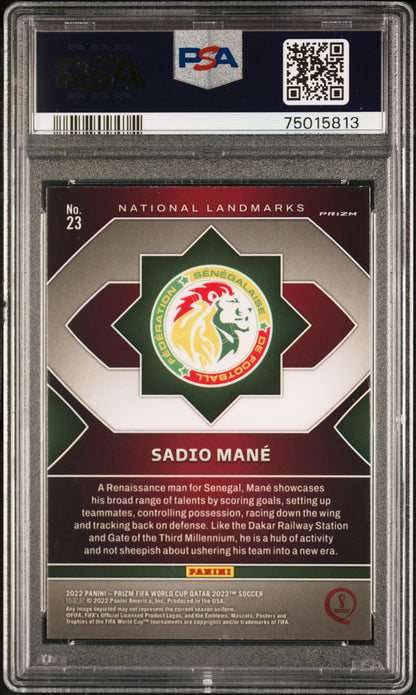 Sadio Mane 2022 Prizm World Cup Qatar National Landmarks PSA 9 Mint