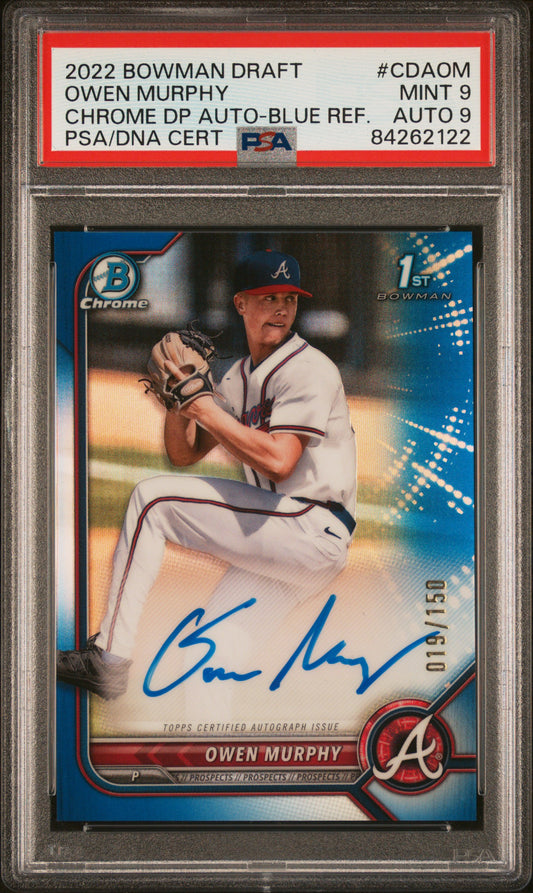 Owen Murphy 2022 Bowman Draft Chrome Blue Refractor Auto PSA 9 Auto 9