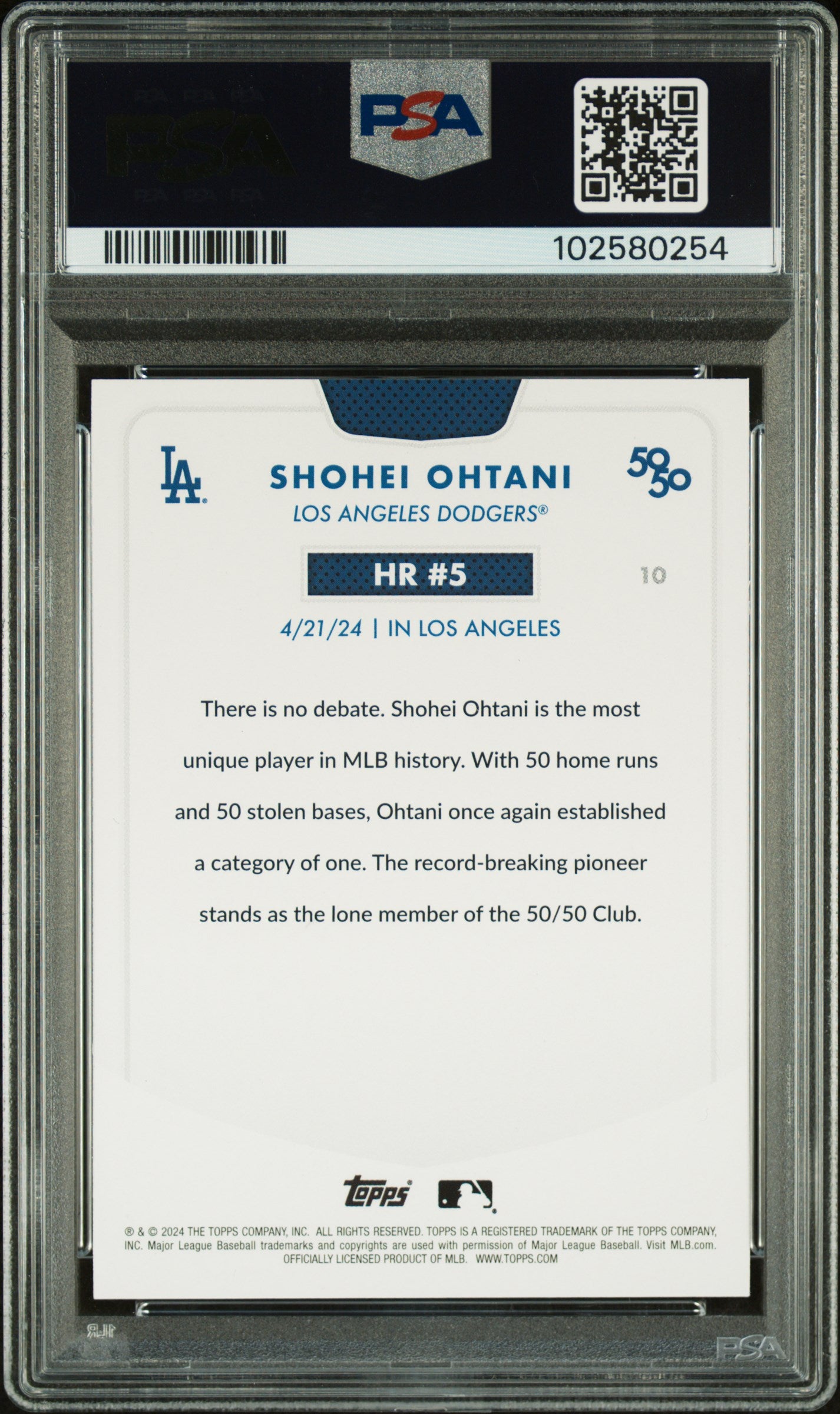Shohei Ohtani 2024 Topps 50/50 #10 Kanji Language SSP PSA 9 Mint