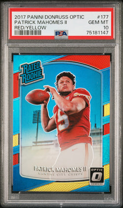 Patrick Mahomes 2017 Donruss Optic #177 Red/Yellow PSA 10 Gem Mint 1147