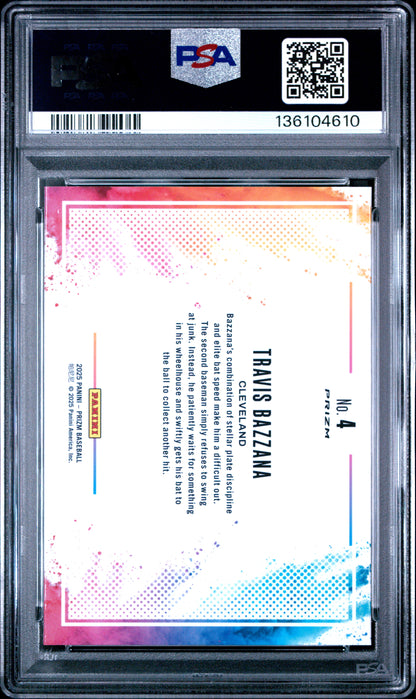 Travis Bazzana 2025 Panini Prizm Color Blast PSA 9 Mint