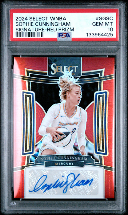Sophie Cunningham 2024 Panni Select WNBA Red Prizm Autograph #68/99 PSA 10 Gem Mint