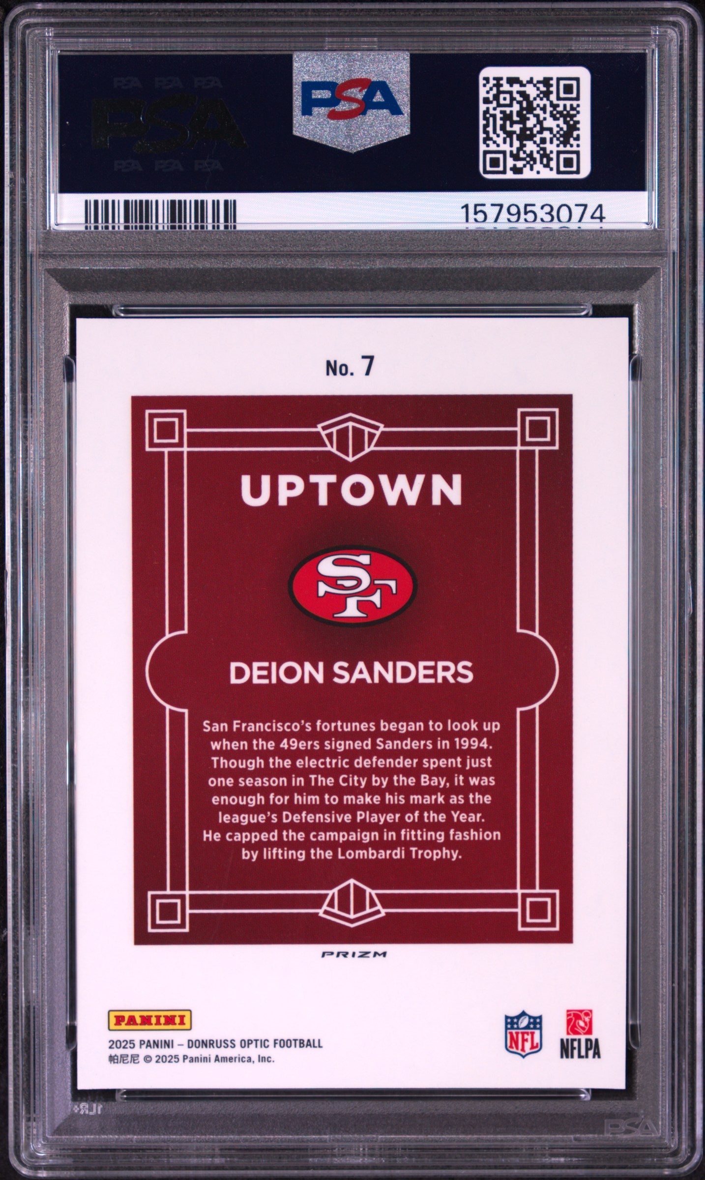 Deion Sanders 2025 Donruss Optic Uptown PSA 9 Mint 3074