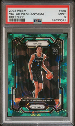 Victor Wembanyama 2023 Panini Prizm #136 Green Ice PSA 9 Mint 3071