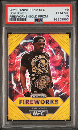 Jon Jones 2021 Panini Prizm UFC Fireworks Gold #10/10 PSA 10 Gem Mint