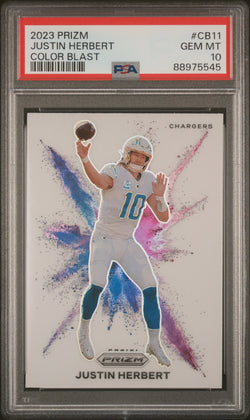 Justin Herbert 2023 Panini Prizm Color Blast #CB11 PSA 10 Gem Mint