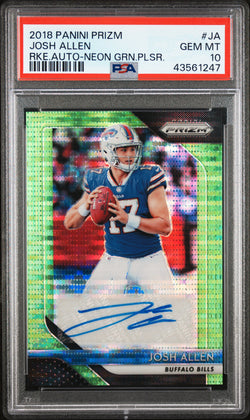 Josh Allen 2018 Panini Prizm Neon Green Pulsar Auto PSA 10 Gem Mint