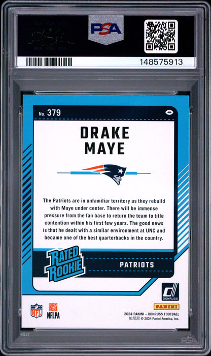 Drake Maye 2024 Donruss Rookie #379 PSA 10 Gem Mint 5913