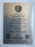 Justin Jefferson 2020 Gold Standard Yellow Printing Plate #1/1