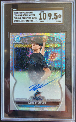 Noble Meyer 2023 Bowman Draft Chrome Sparkle Auto #7/71 SGC 9.5 Mint+ Auto 10