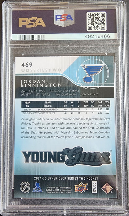 Jordan Binnington 2014 Upper Deck #469 PSA 10 Gem Mint
