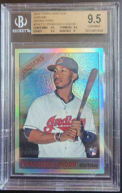 Francisco Lindor 2015 Topps Heritage Chrome Refractor #138/566 BGS 9.5 Gem Mint