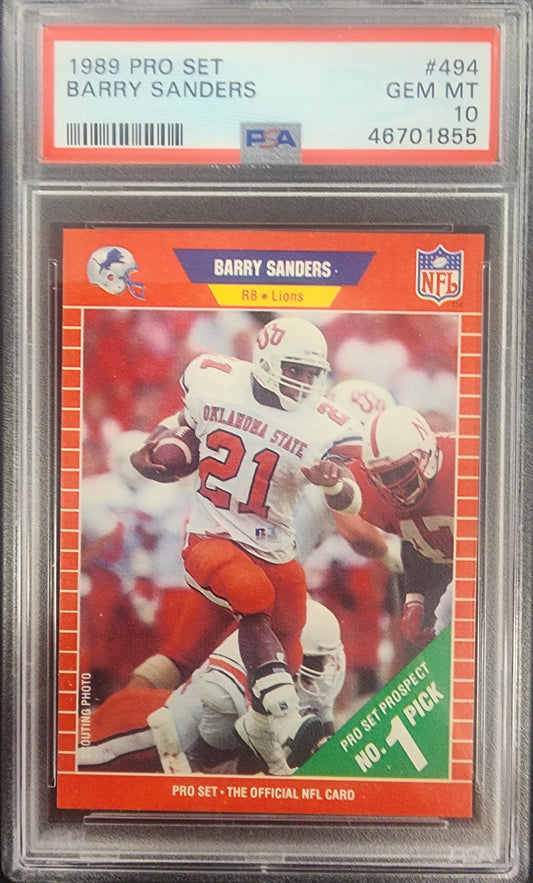 Barry Sanders 1989 Pro Set #494 RC PSA 10 Gem Mint 1855