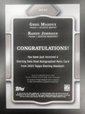 Greg Maddux Randy Johnson 2022 Topps Sterling Quad Relic Auto #2/5