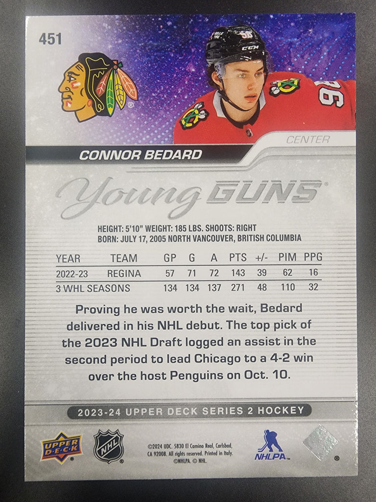 Connor Bedard 2023 Upper Deck #451 Young Guns – Three Stars Sportscards