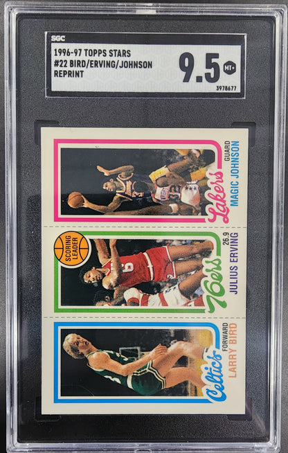 Larry/Bird/Julius Erving/Magic Johnson 1996 Topps Stars RC Reprint SGC 9.5 Mint+