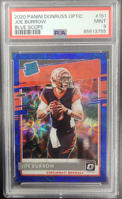 Joe Burrow 2020 Panini Optic #151 Blue Scope PSA 9 Gem Mint