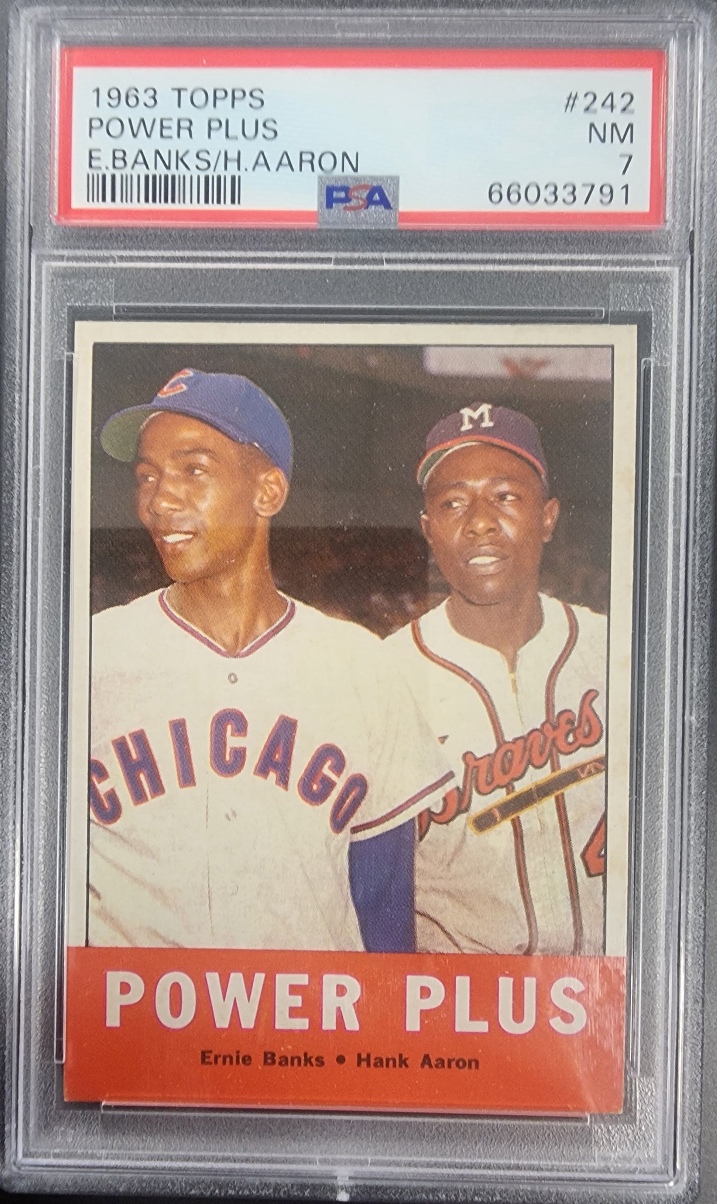 Ernie Banks + Hank Aaron 1963 Topps Power Plus #242 PSA 7 Near Mint
