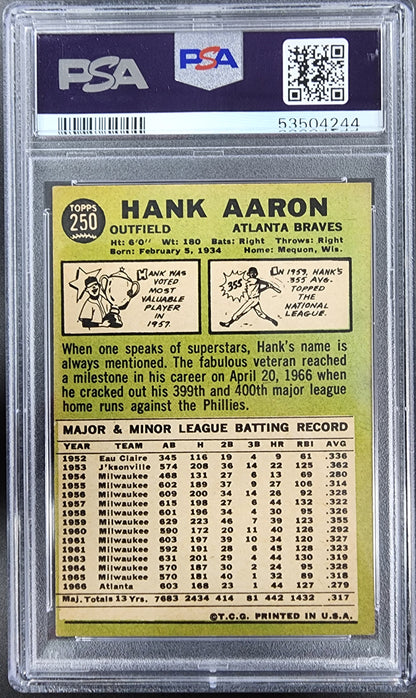 Hank Aaron 1967 Topps #250 PSA 5 EX