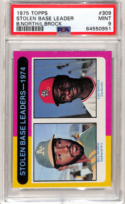 Lou Brock/Bill North 1975 Topps Stolen Base Leaders #309 PSA 9 Mint